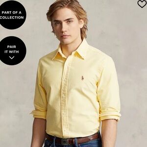 Polo by Ralph Lauren Men's Light Yellow Button Down Shirt